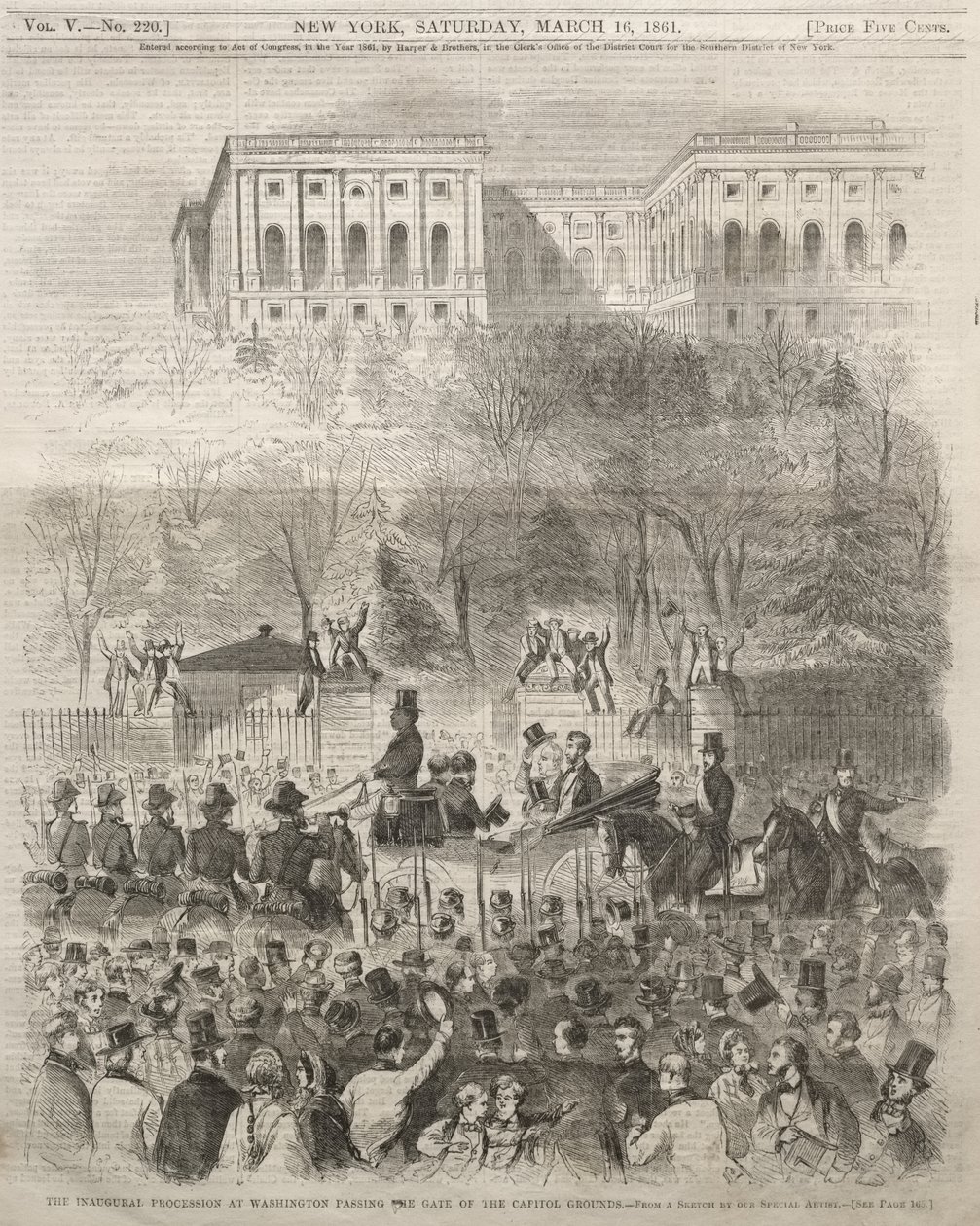 Innvielsesprosesjonen i Washington passerer porten til hovedstadsområdet av Winslow Homer