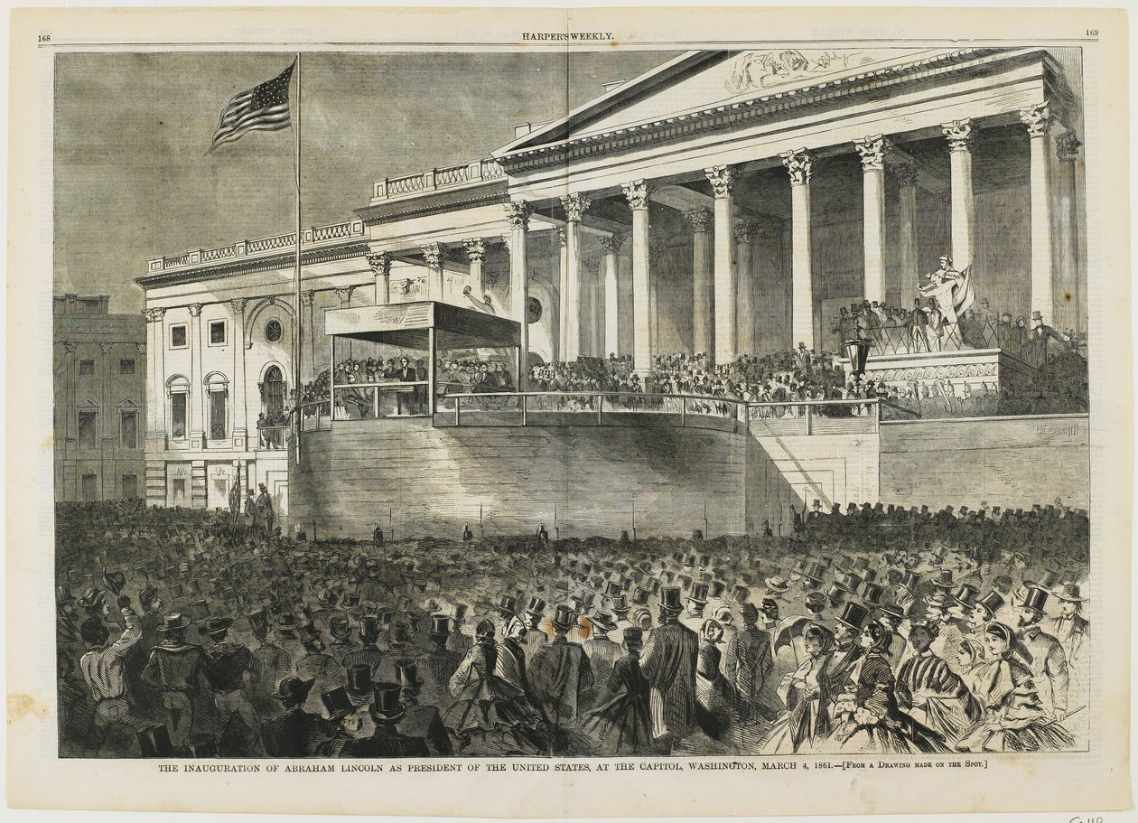 Innvielsen av Abraham Lincoln som president i USA i Capitol, Washington, 4. mars 1861 av Winslow Homer
