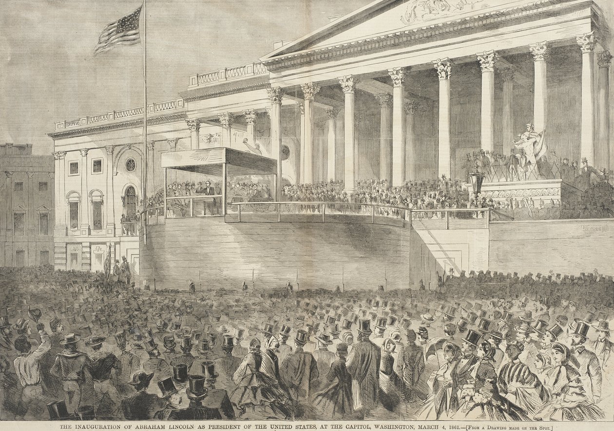 Innvielsen av Abraham Lincoln som USAs president ved Kapitol i Washington, 4. mars 1861 av Winslow Homer