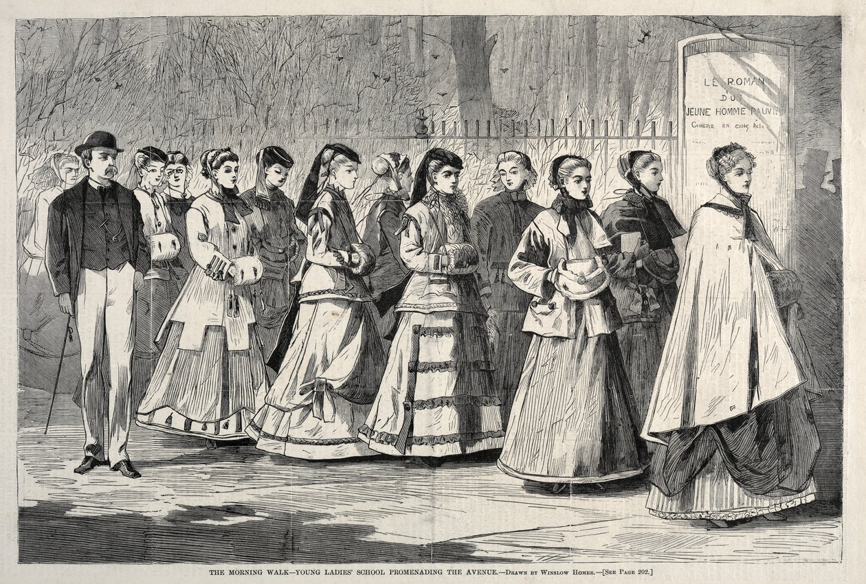 The Morning Walk - Young Ladies School Promenading the Avenue, 1868. av Winslow Homer