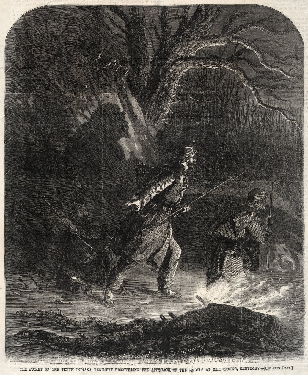 Piketten fra det tiende Indiana-regimentet oppdager opprørernes tilnærming.... av Winslow Homer