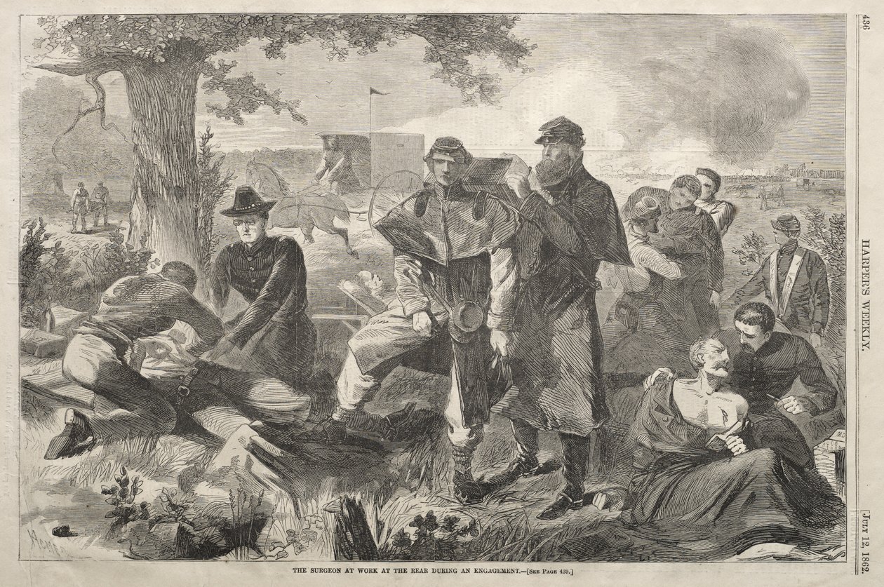 Kirurgen i arbeid i bakre linjer under et slag av Winslow Homer