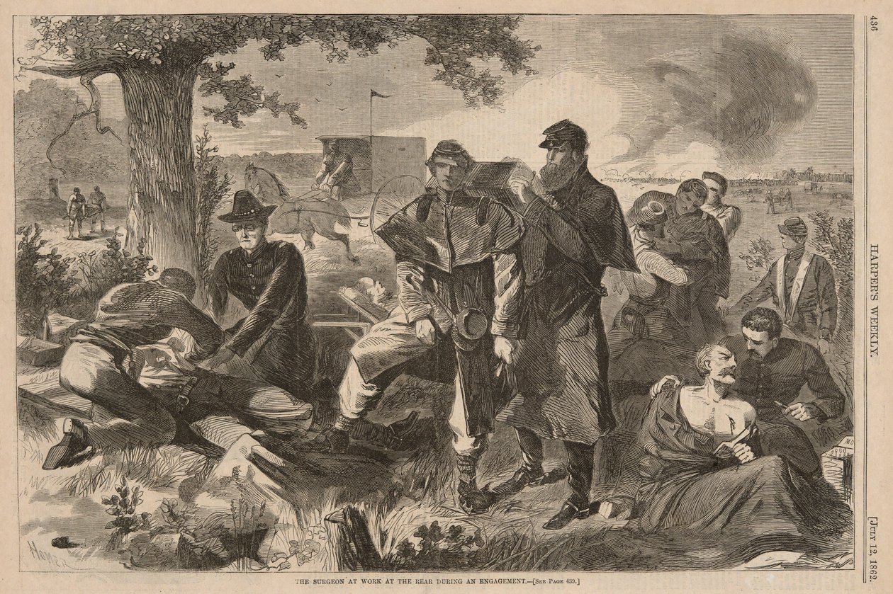The Surgeon at Work in the Rear under en forlovelse, fra Harper av Winslow Homer