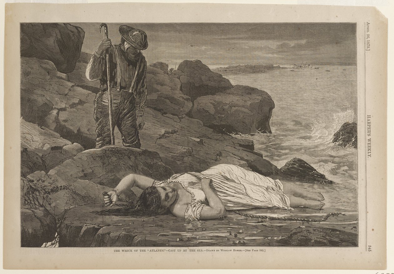 Vraket av Atlantic - skylt opp av havet av Winslow Homer