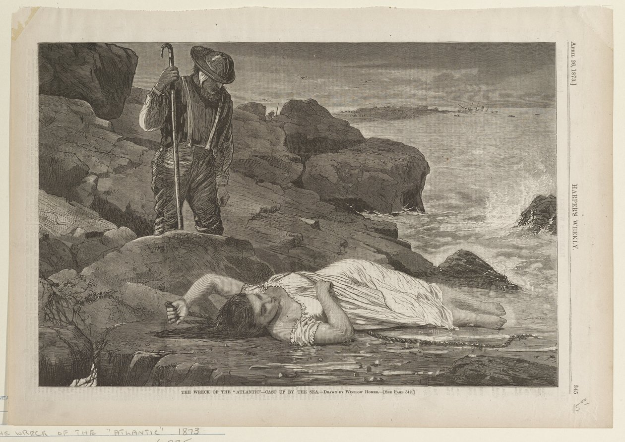 Vraket av Atlantic kastet opp av havet av Winslow Homer
