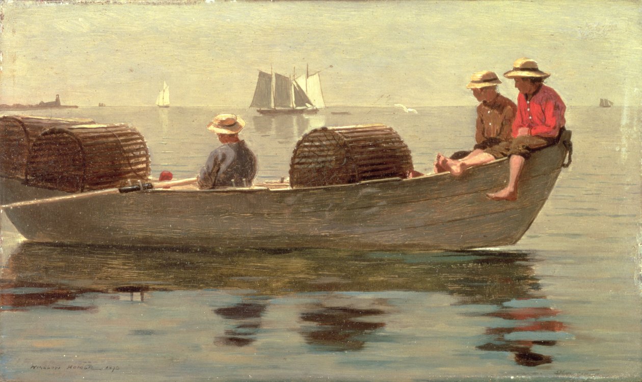 Three Boys in a Dory, 1873 av Winslow Homer