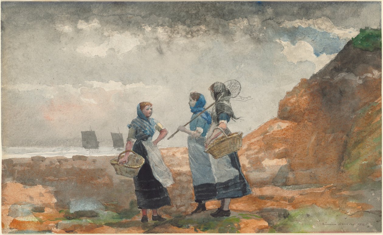 Three Fisher Girls, Tynemouth av Winslow Homer