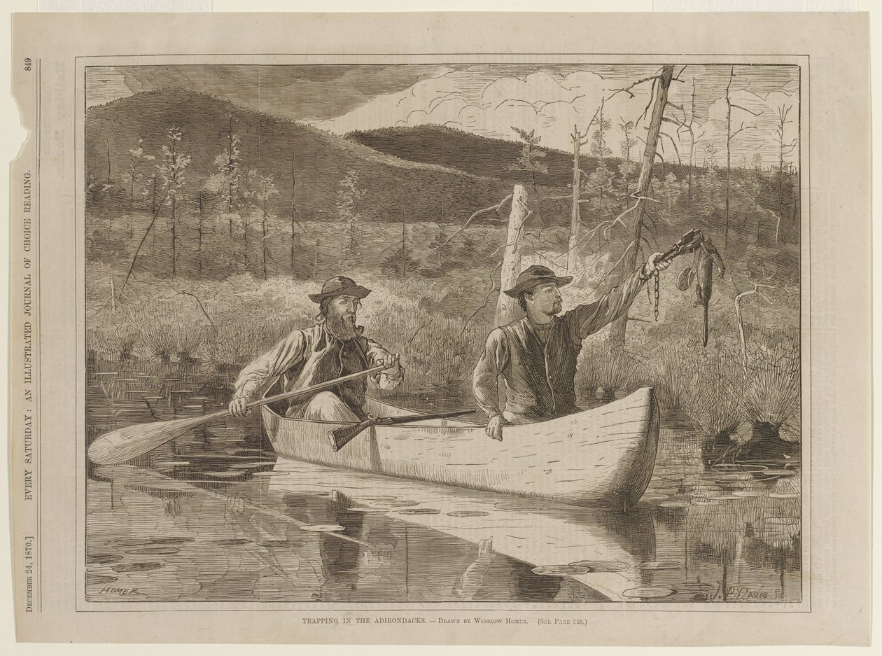Fangst med feller i Adirondack-fjellene av Winslow Homer