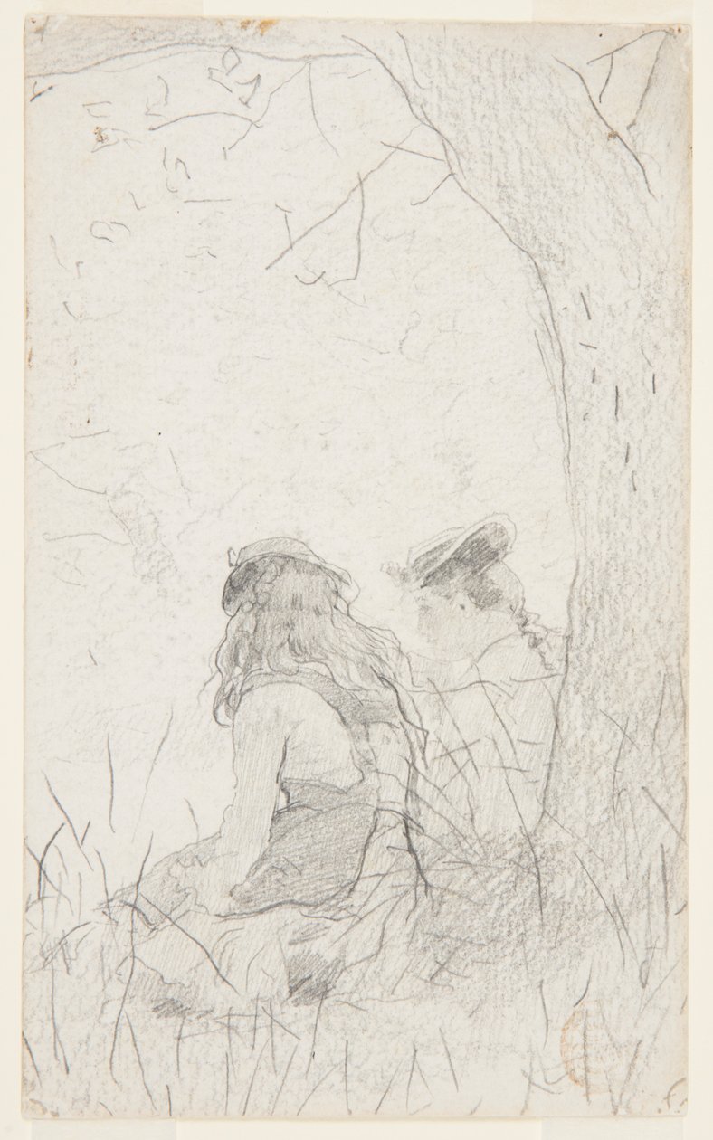 To jenter sitter på en bank av Winslow Homer