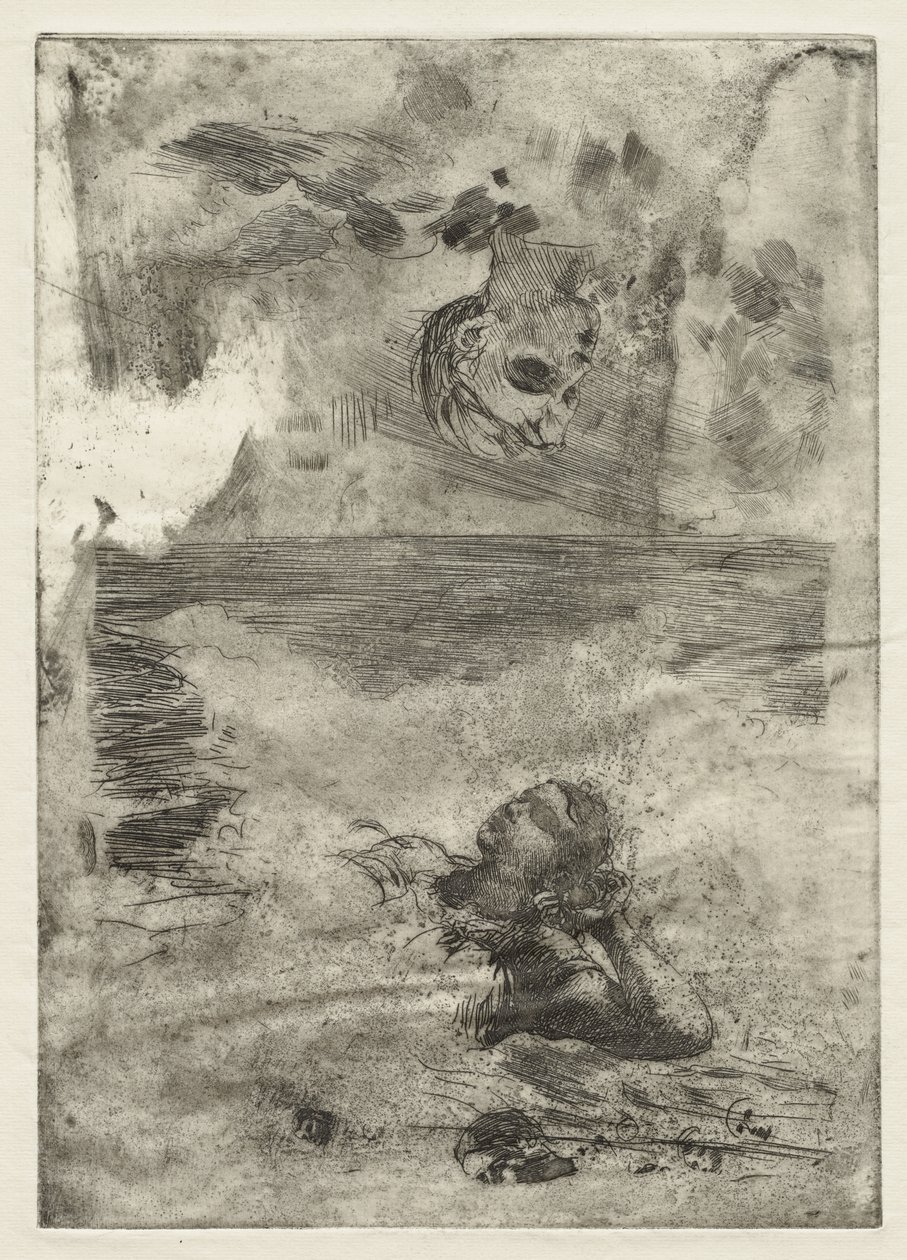 Two Heads, studie etter "Undertow", ca.1886, trykt ca.1967 av Winslow Homer