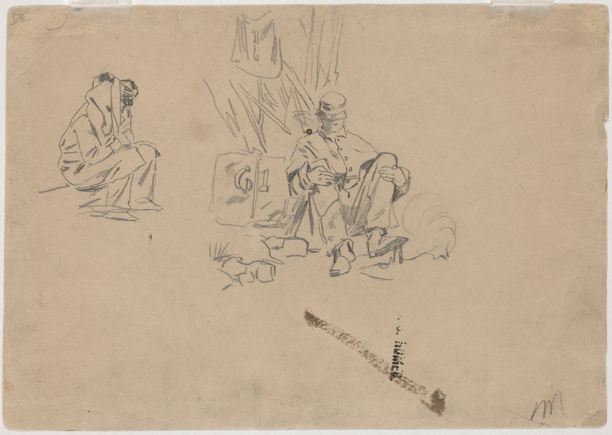 To soldater hviler [verso] av Winslow Homer