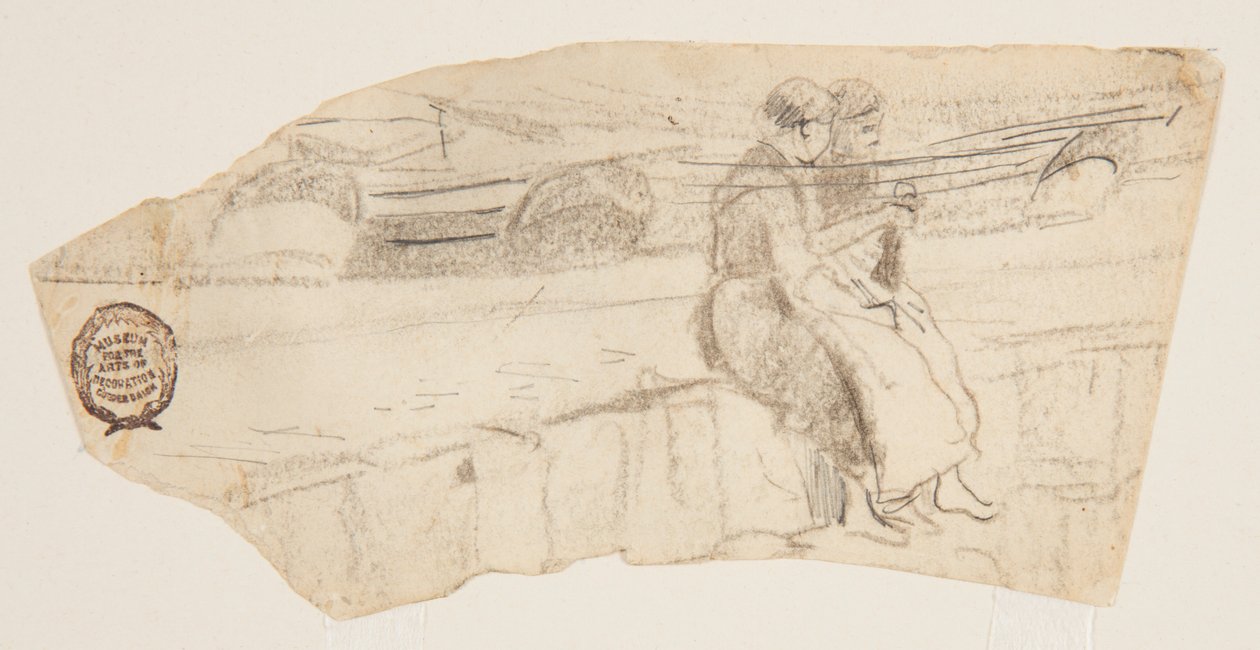 To kvinner sitter på en sjøvegg, Cullercoats, England av Winslow Homer