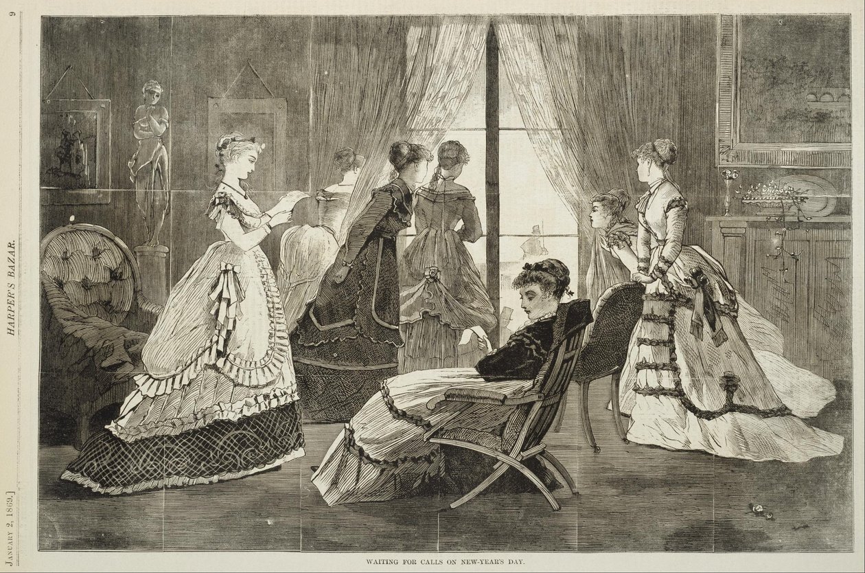 Å vente på telefoner på nyttårsdag av Winslow Homer