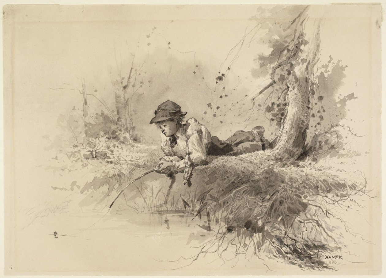 Venter på napp av Winslow Homer