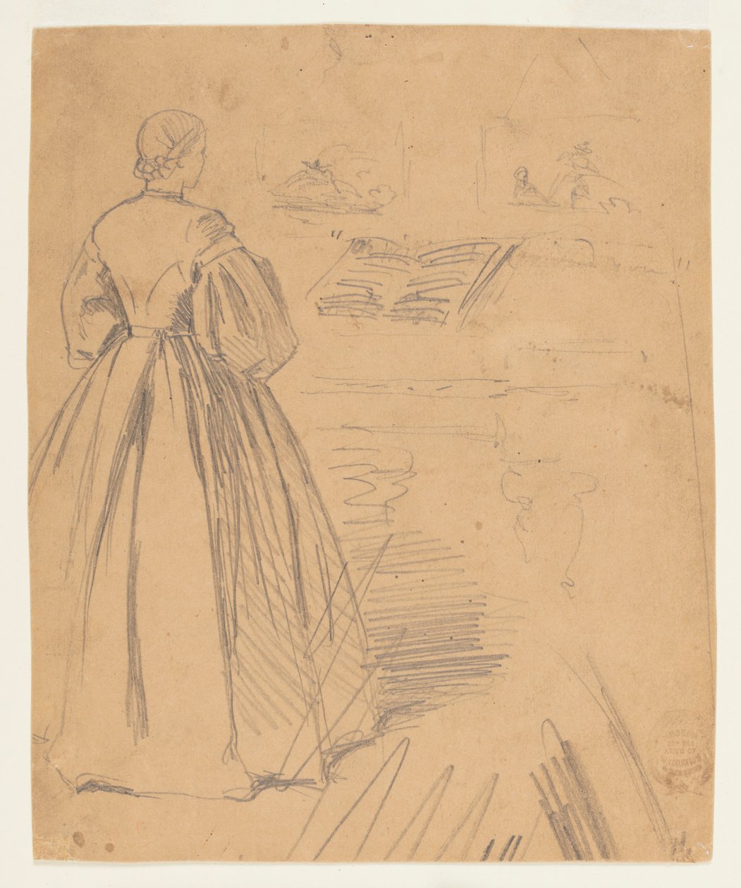 Kvinne som står foran et piano av Winslow Homer