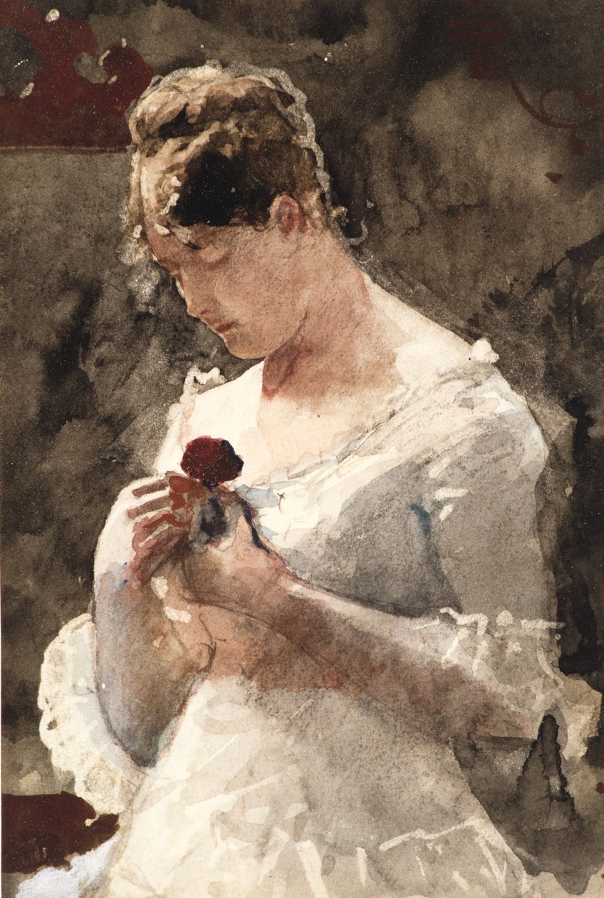 Kvinne med en rose, 1879 av Winslow Homer