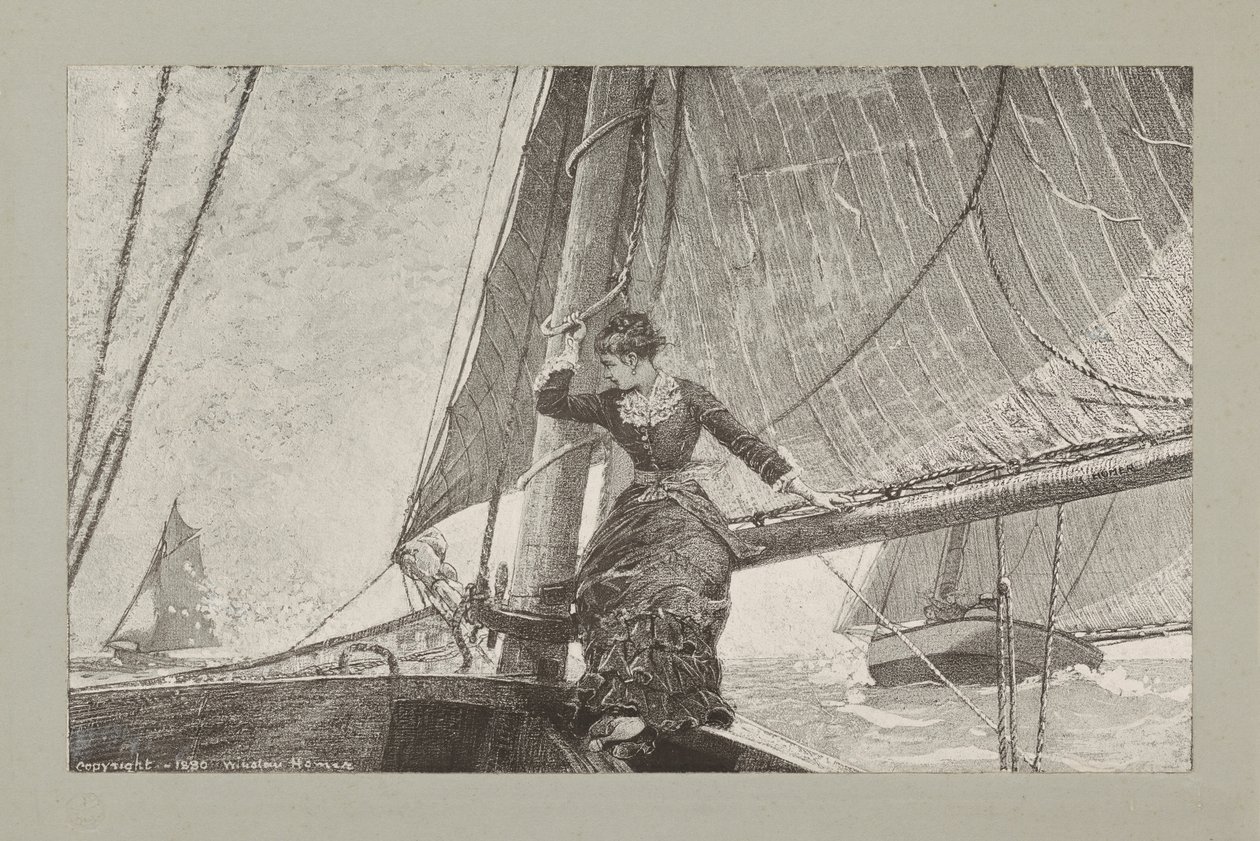 Jente på seilbåt av Winslow Homer