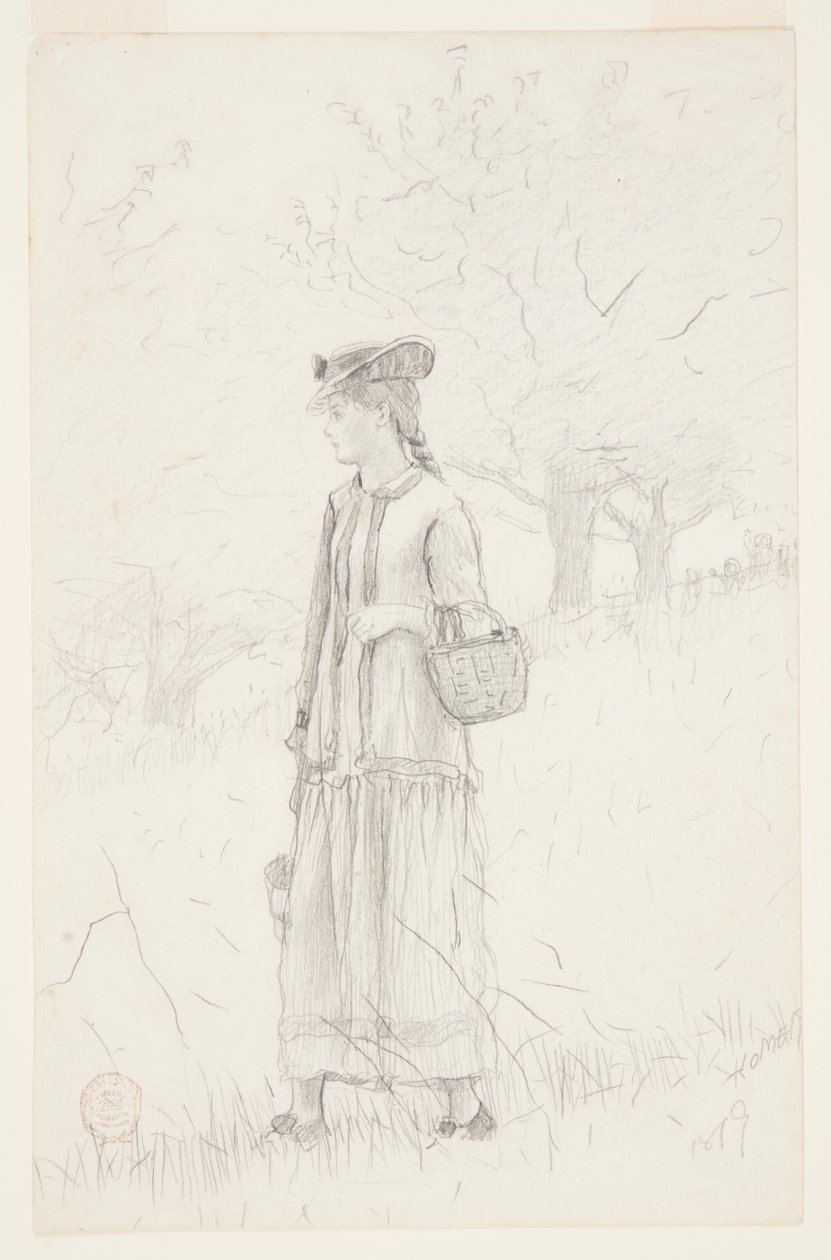 Ung kvinne som bærer en kurv av Winslow Homer