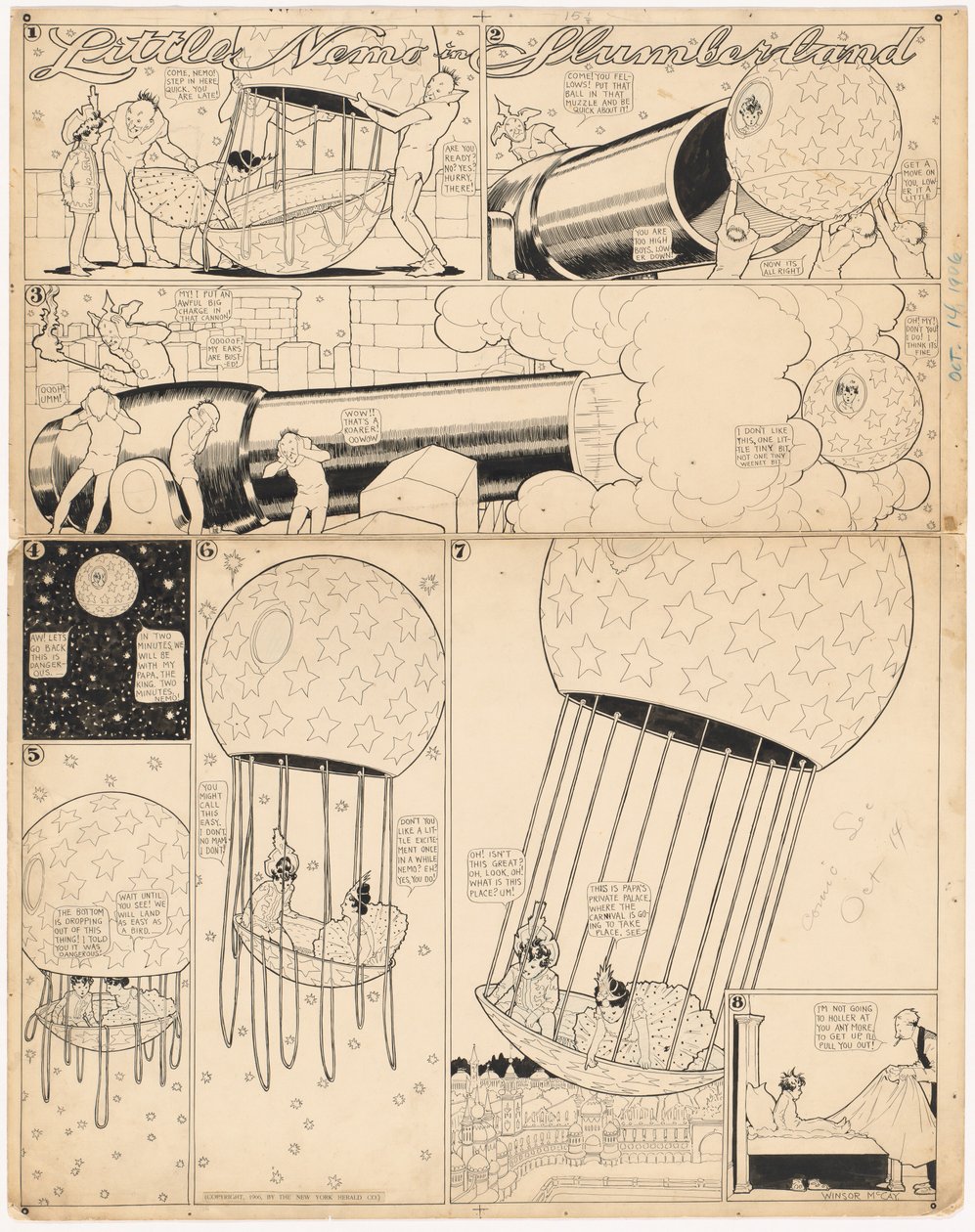 Lille Nemo i Slumberland: "Jeg liker ikke dette, en liten bitte liten bit, ikke en liten weenie bit" av Winsor McCay