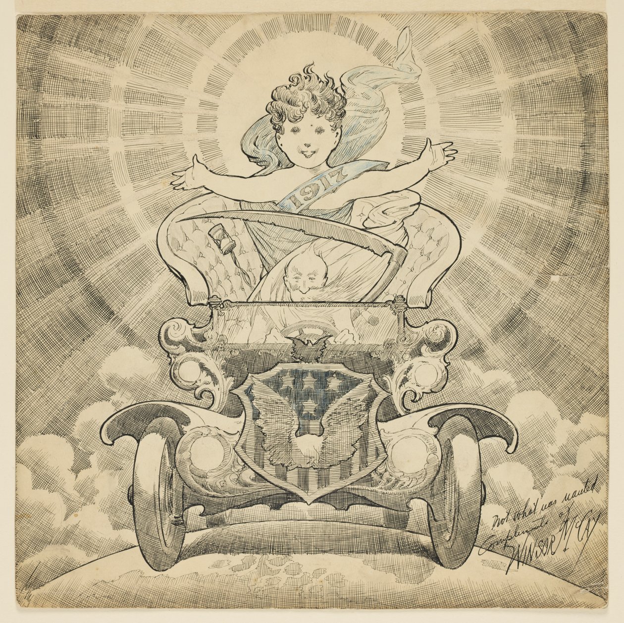 Studie for tegneserie "Velkommen i året 1917" av Winsor McCay