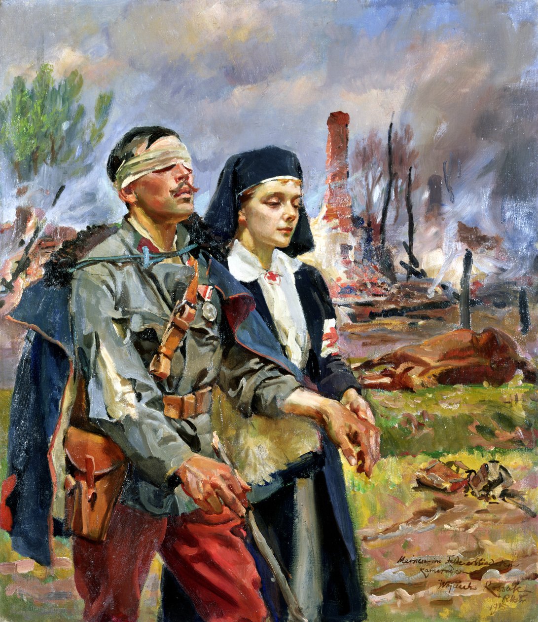 Såret soldat, 1915 av Wojciech Kossak