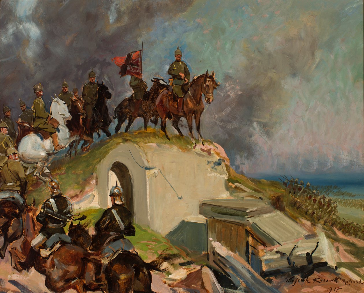 Kampscene fra første verdenskrig av Wojciech Kossak