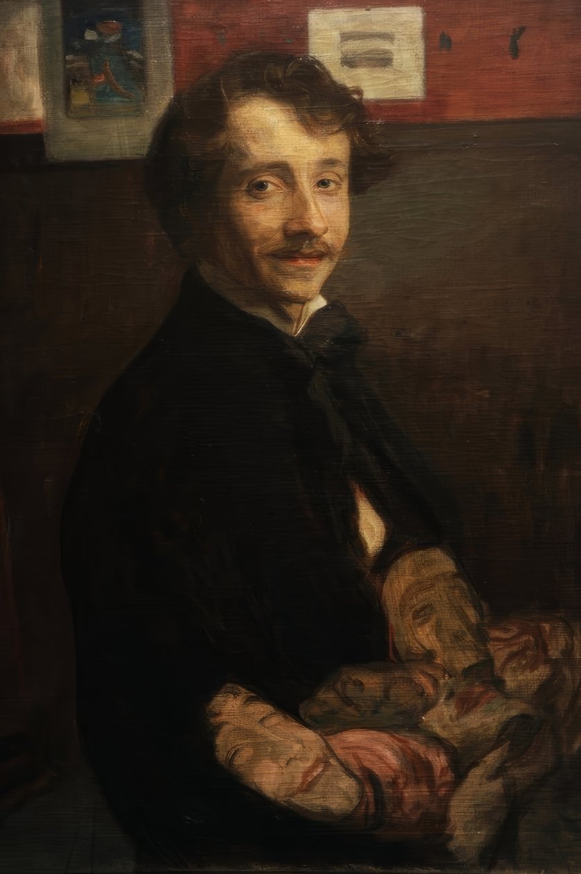 Selvportrett med masker av Wojciech Weiss