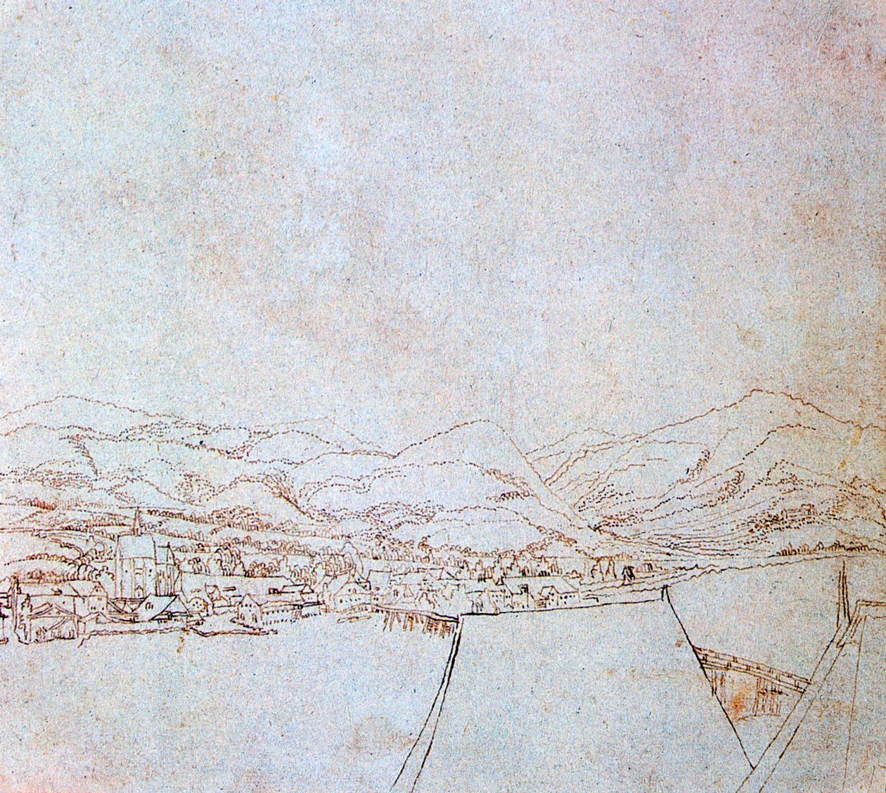 Utsikt over Urfahr, c1510-1553 av Wolf Huber
