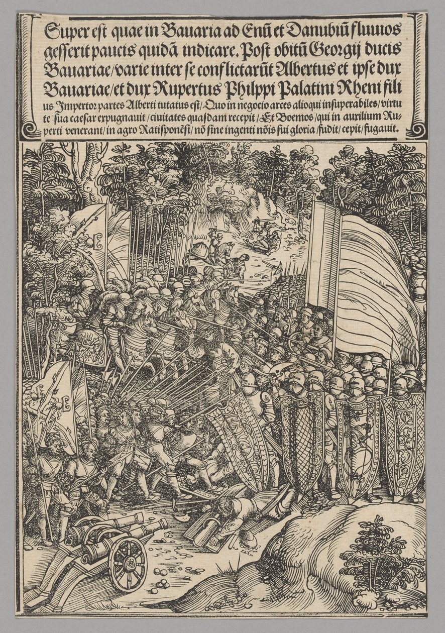 Bayerske krig, plate 18 fra historiske scener fra livet til keiser Maximilian I fra triumfbuen av Wolf Traut