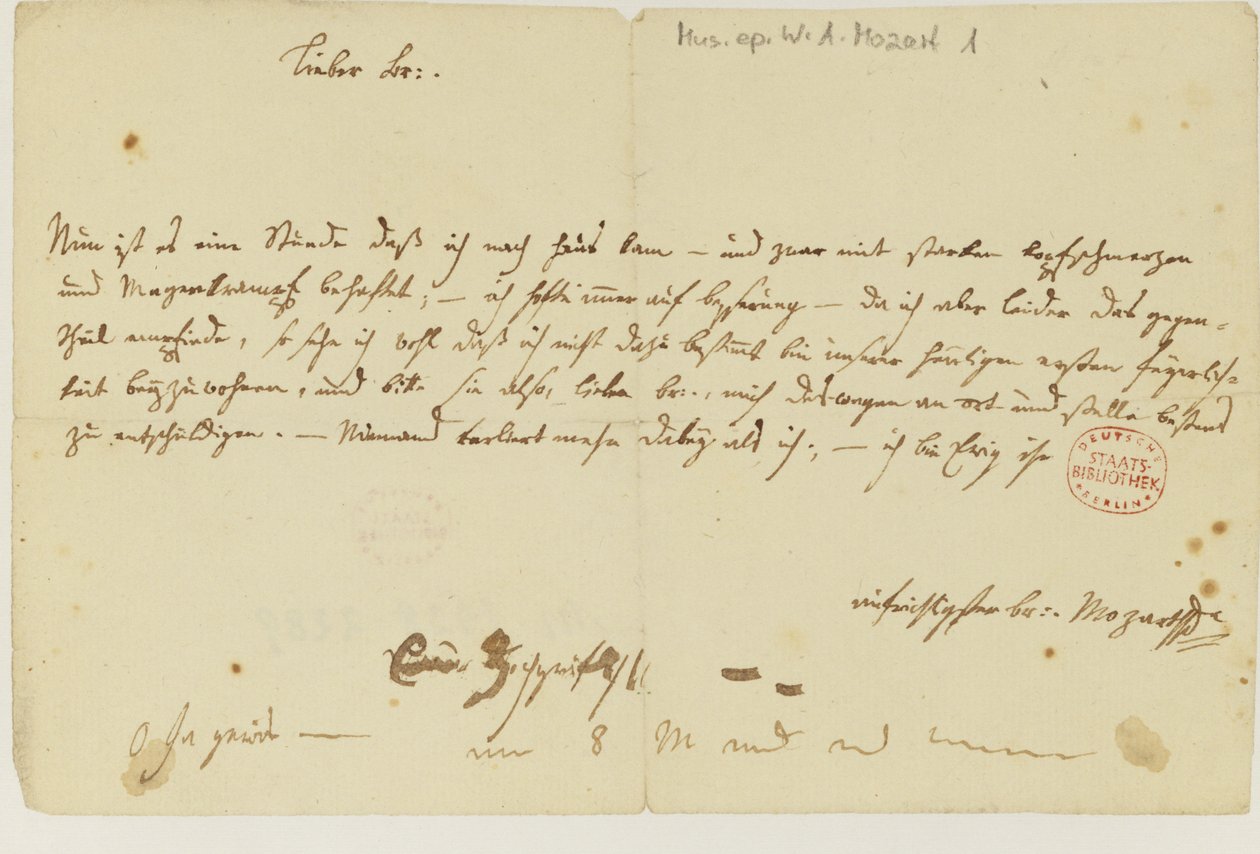 Brev fra Mozart til en frimurer, januar 1786 av Wolfgang Amadeus Mozart