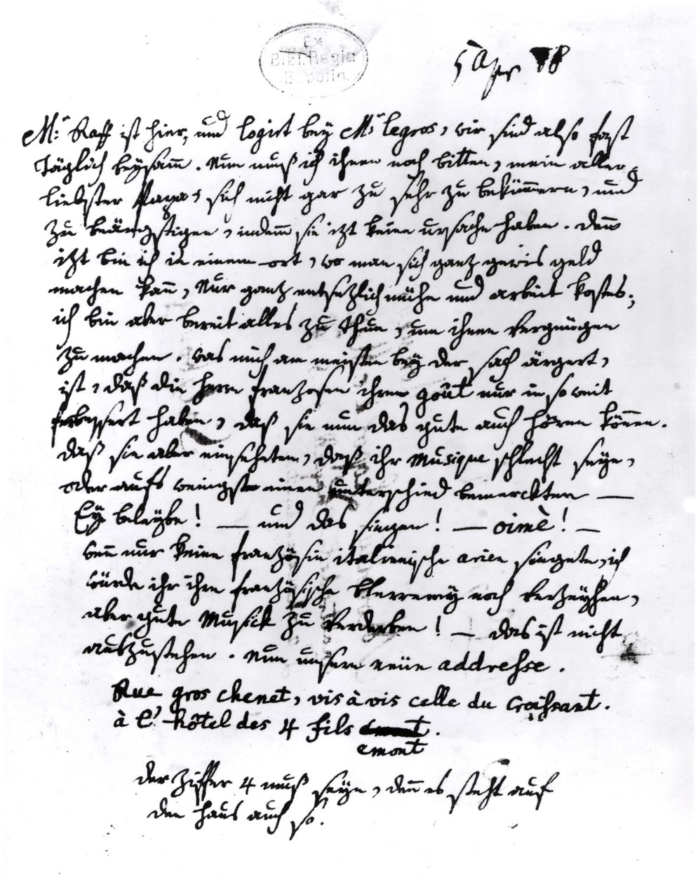 Brev fra Mozart til sin far, 5. april 1778 (penn og blekk på papir) av Wolfgang Amadeus Mozart