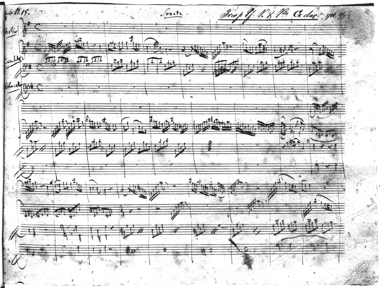 Trio i G-dur for fiolin, cembalo og cello (K 496) 1786 (1. side) av Wolfgang Amadeus Mozart