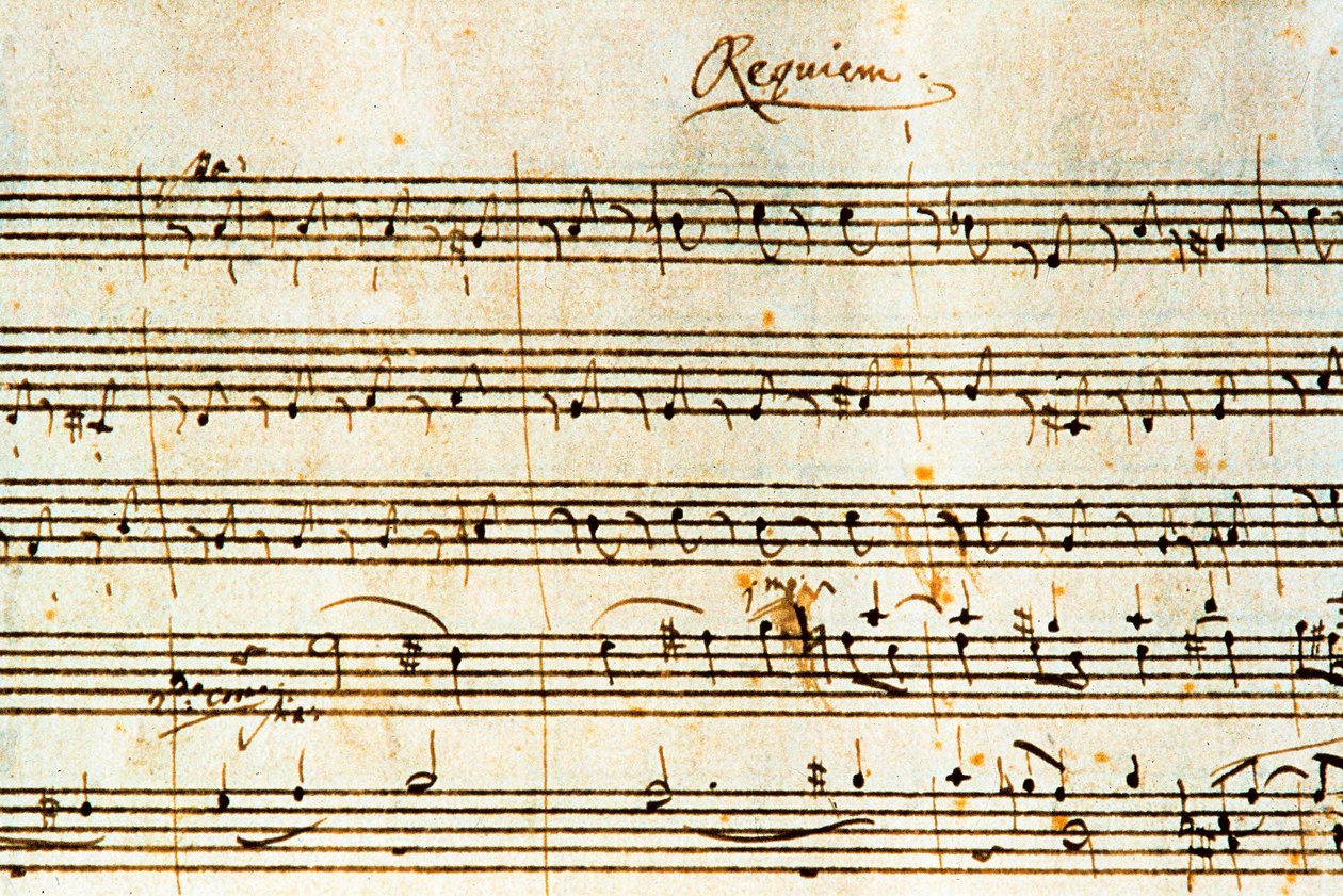 Autografpartitur av Requiem, K. 626 av den østerrikske komponisten Wolfgang Amadeus Mozart (1756-1791) av Wolfgang Amadeus Mozart