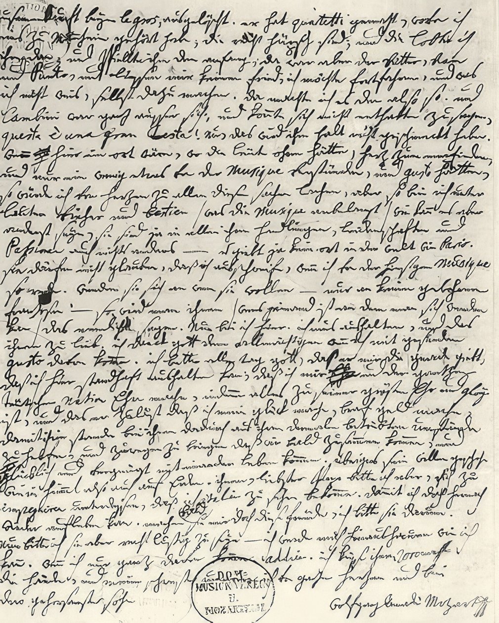Autografbrev fra Mozart av Wolfgang Amadeus Mozart