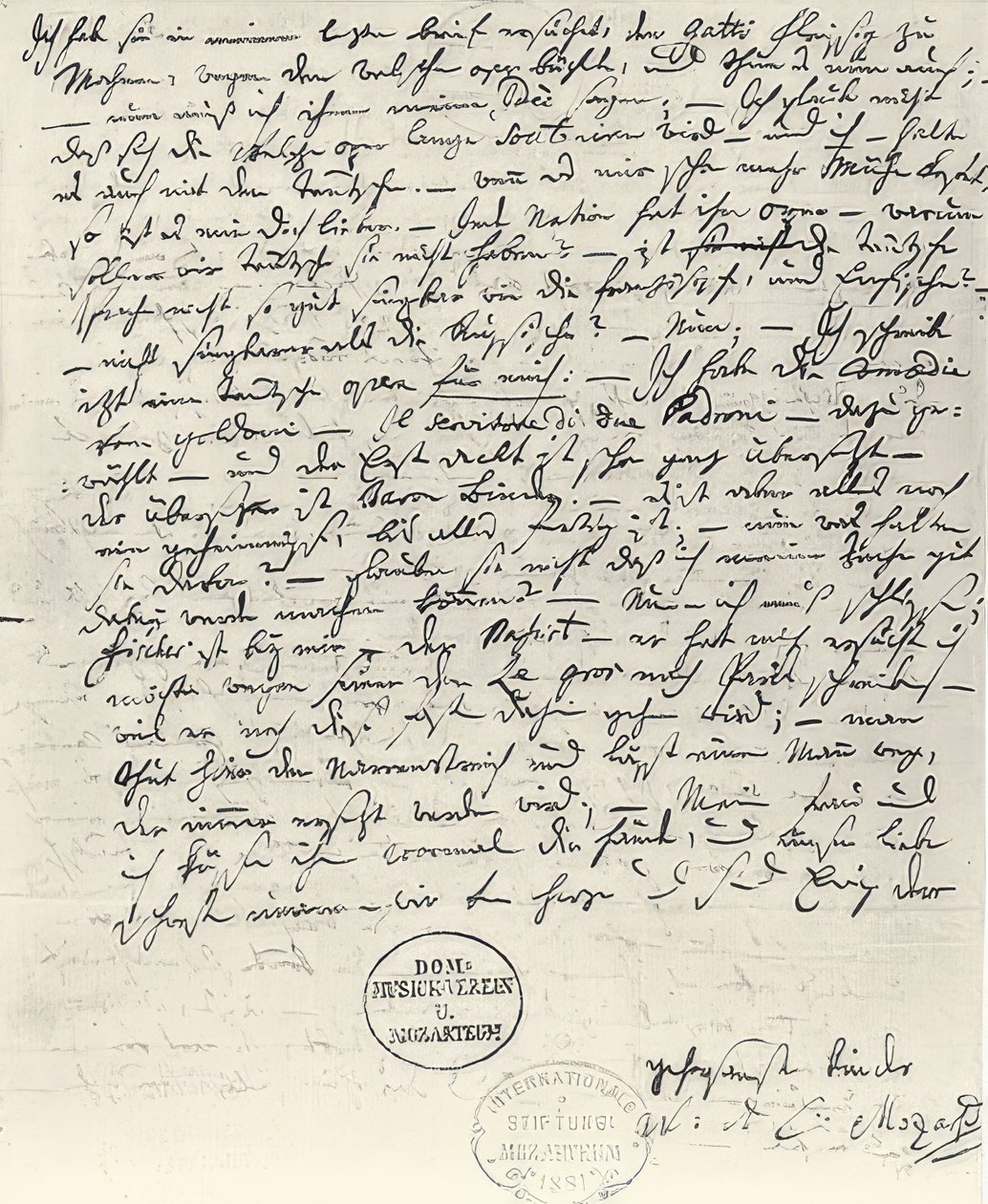 Autografbrev fra Wolfgang Amadeus Mozart av Wolfgang Amadeus Mozart