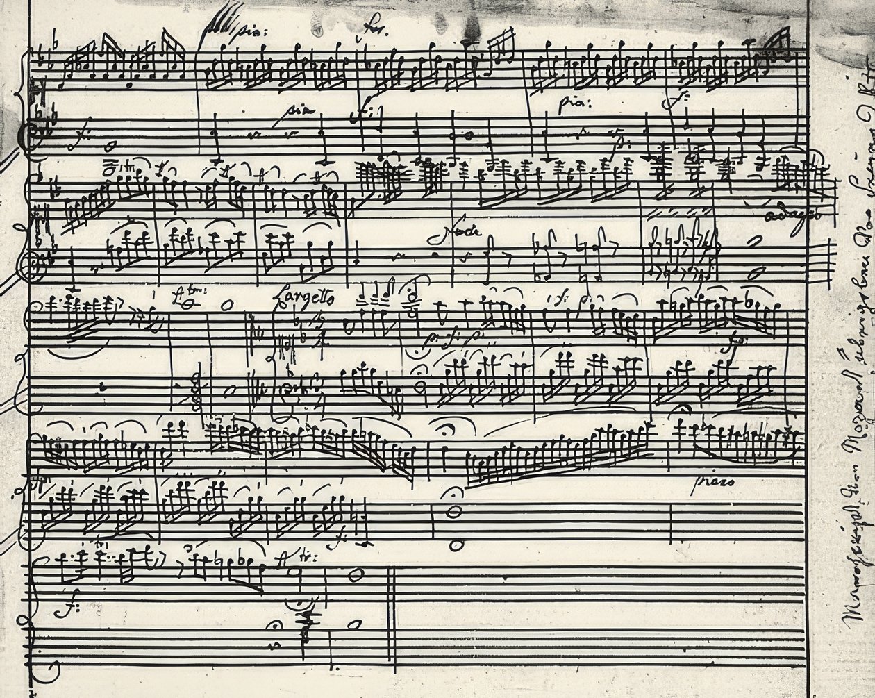 Musikk autograf av Wolfgang Amadeus Mozart