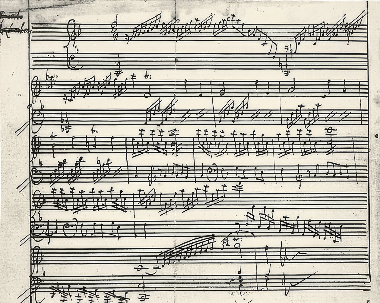 Musikk autograf av Wolfgang Amadeus Mozart