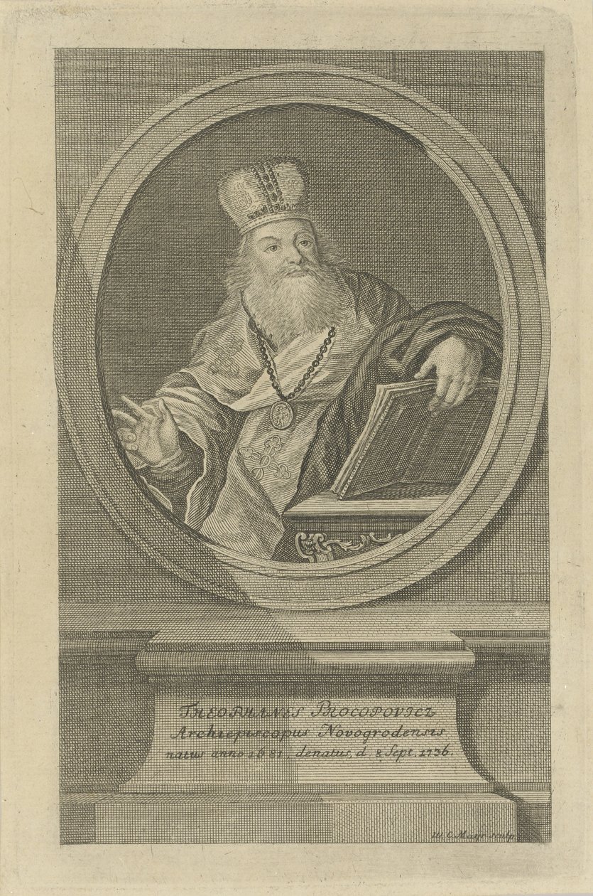 Portrett av poeten Theofan Prokopovich 1681-1736, ca 1760. av Wolfgang Christoph Mayr
