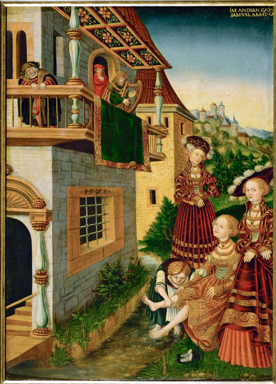 David og Batseba (maleri på lindeved) av Wolfgang Krodel