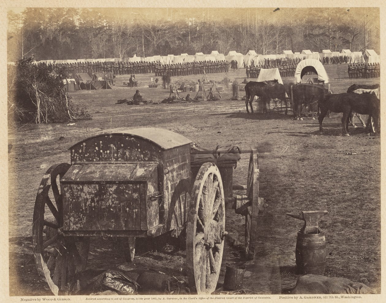 Camp and Cumberland Landing, on the Pamunkey., mai, 1862 (albumintrykk montert på vevd papir) av Wood and Gibson Wood and Gibson
