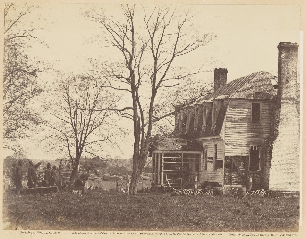 Moore House, Yorktown, hvor Cornwallis signerte Capitulation., mai 1862 (albumintrykk montert på vevd papir) av Wood and Gibson Wood and Gibson