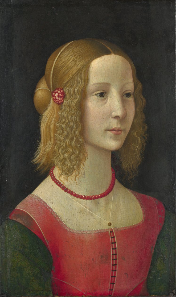 Portrett av en jente av Workshop of Domenico Ghirlandaio