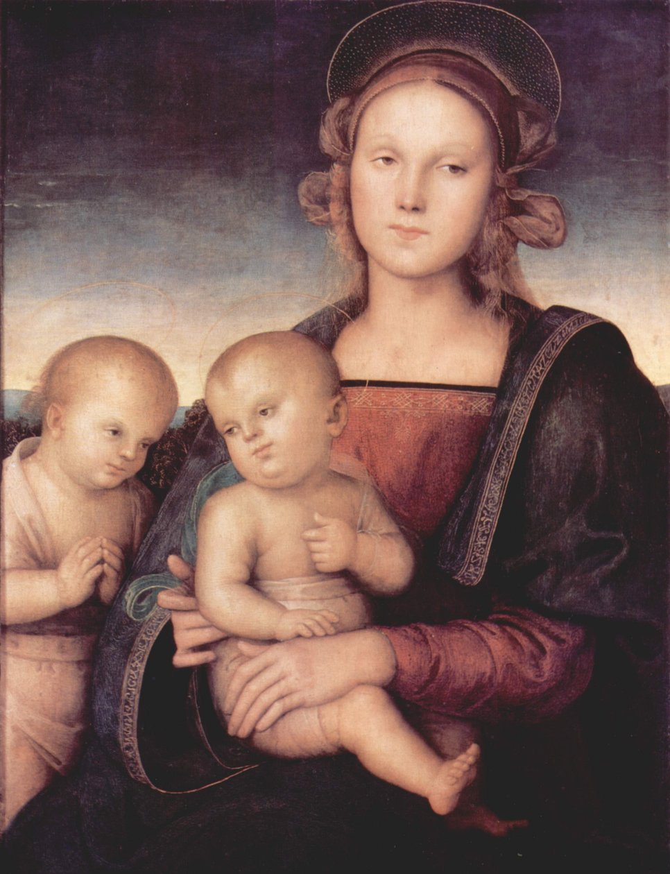Madonna med døperen Johannes av Workshop of Pietro Perugino