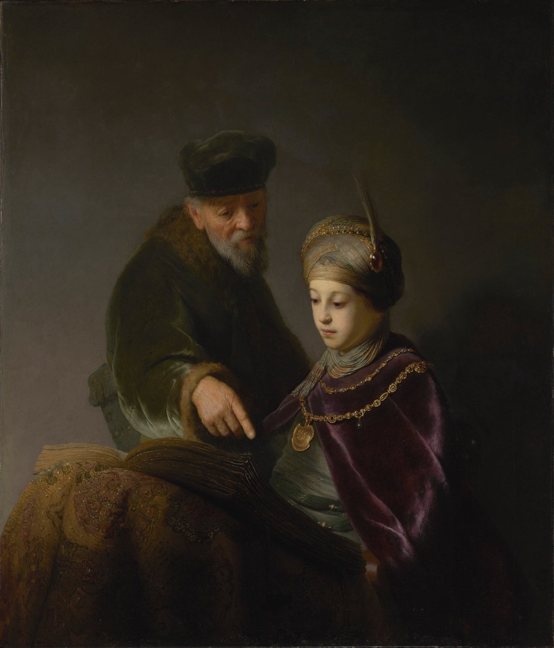 En ung forsker og hans lærer av Workshop of Rembrandt