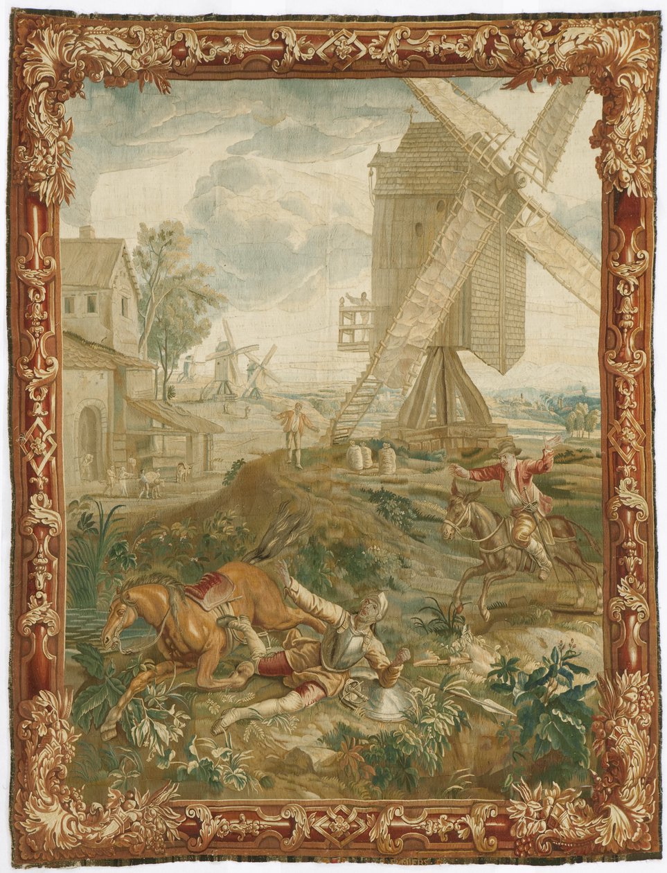 Don Quixote Fighting the Windmill (ull og silke) av Workshop of Urbanus Leyniers and Daniel Leyniers II 1669–1728 Workshop of Urbanus Leyniers and Daniel Leyniers II 1669–1728