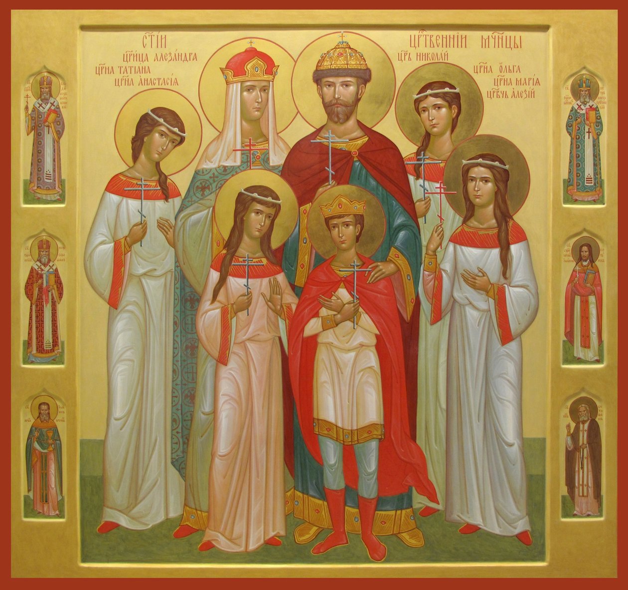 The Murdered Family of Tsar Nicholas II (tempera på tre) av Workshop of the Trinity Lavra of St. Sergius
