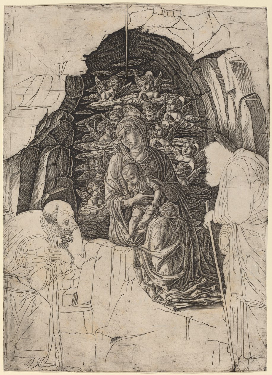 The Adoration of the Magi (Jomfru i grotten) av Workshop of Andrea Mantegna