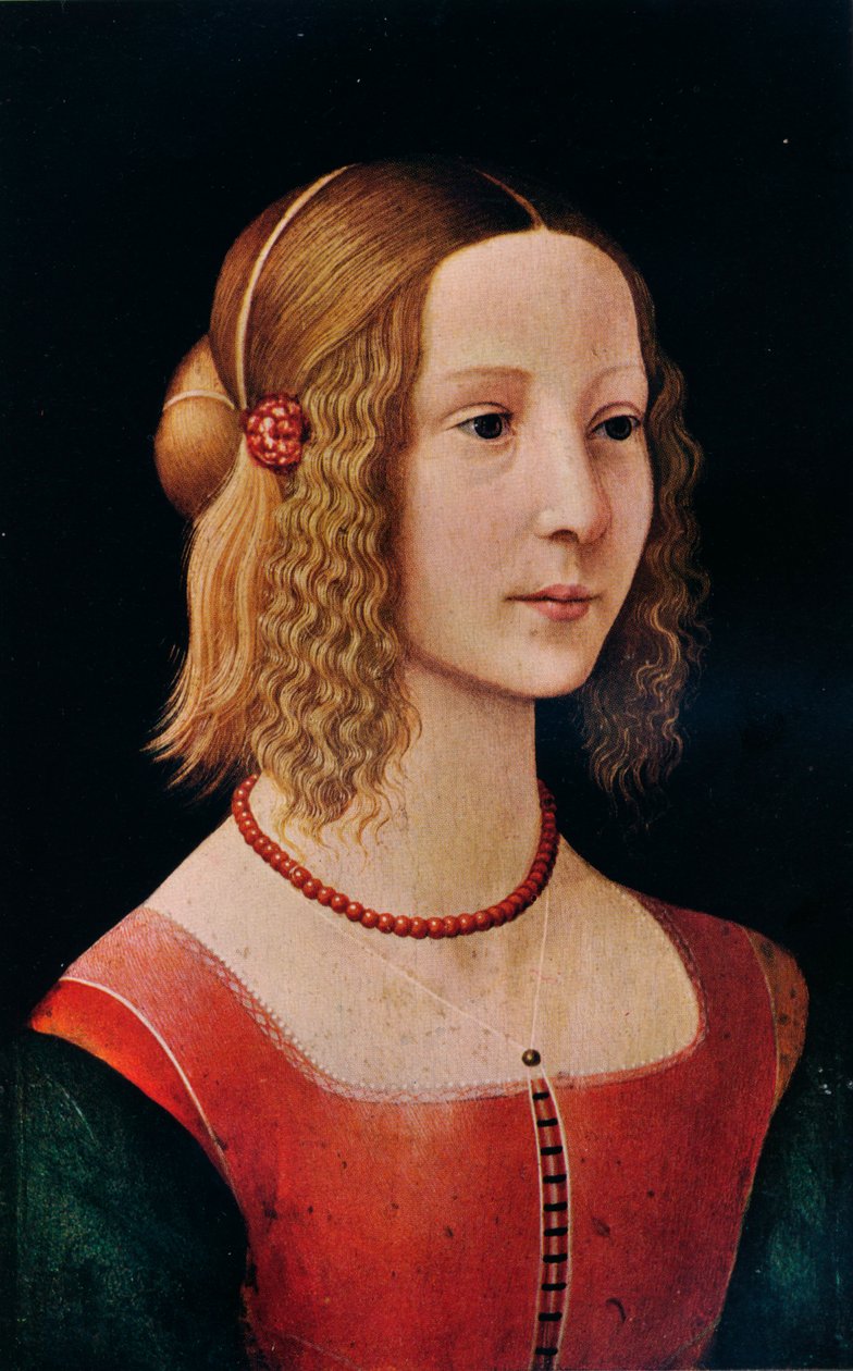 Portrett av en jente, 1490 1930 av Workshop of Domenico Ghirlandaio