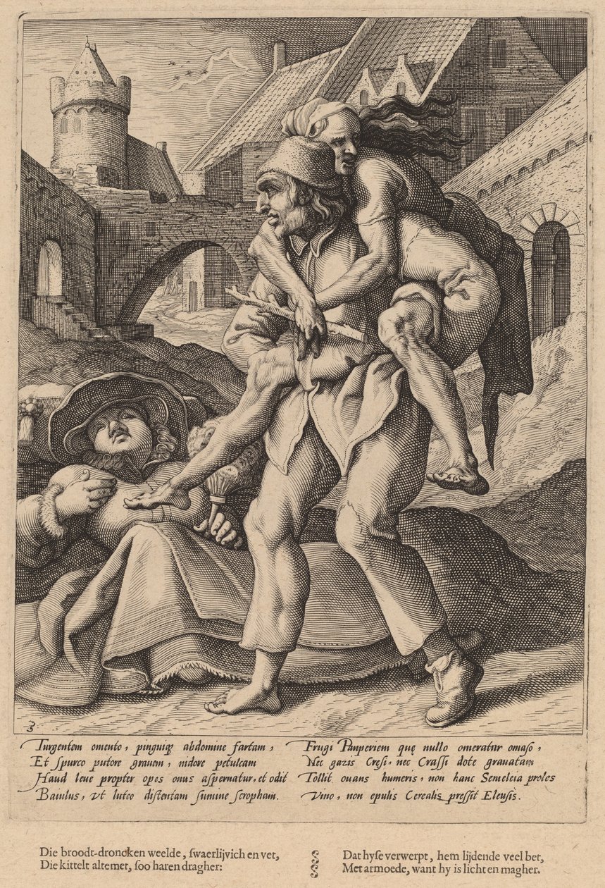 Fattigdom er lettere å bære enn luksus av Workshop of Hendrick Goltzius, after Karel van Mander I