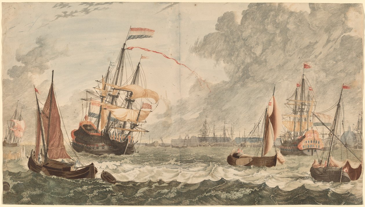 Elven IJ ved Amsterdam, 1600-tallet. av Workshop of Johann Teyler